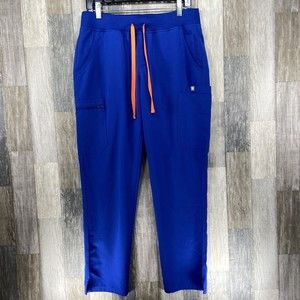 Figs Technical Collection Women's Size Medium Blue Scrub Pants Orange Drawstring